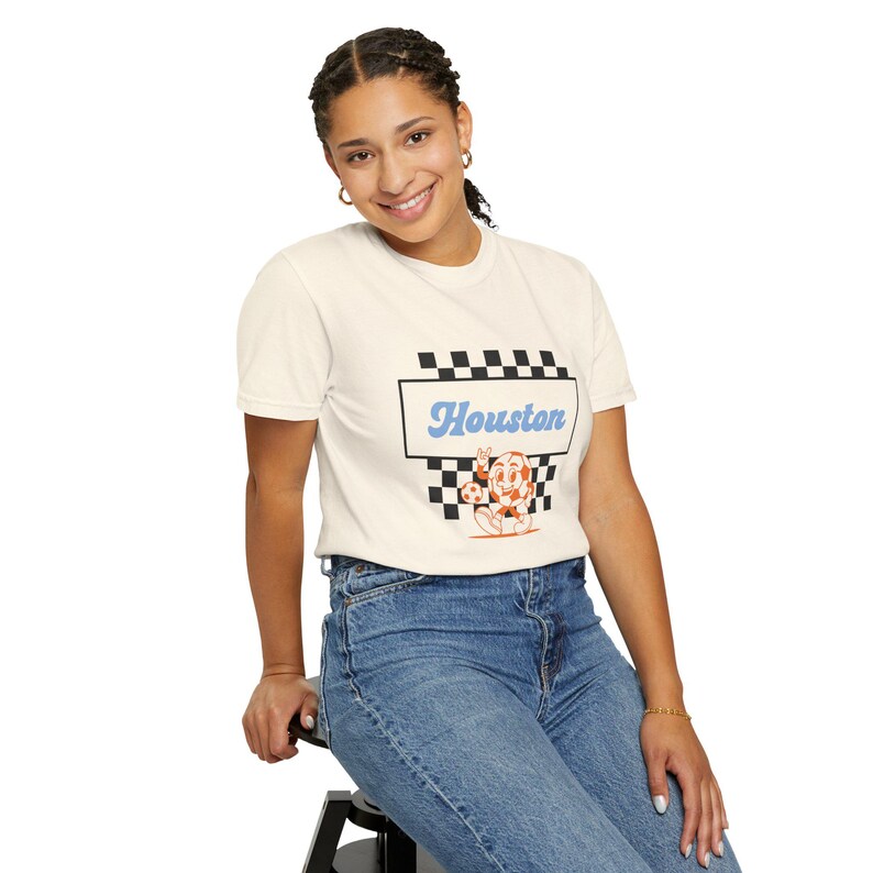 Houston Dash Soccer T-Shirt: Retro Checkerboard Comfort Colors Tee immagine 7