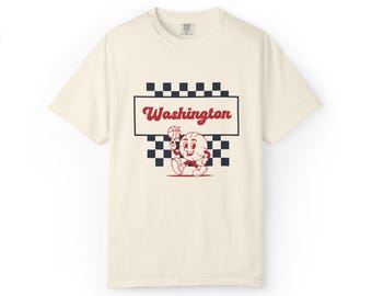 Camiseta Washington Mystics: Camiseta con estampado de cuadros retro de colores cómodos