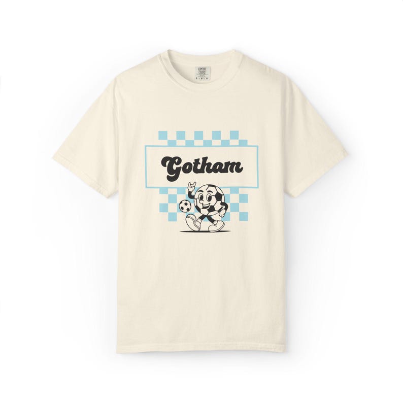 Comfort Colors Gotham FC T-Shirt – Retro Checkerboard Soccer Fan Tee image 1