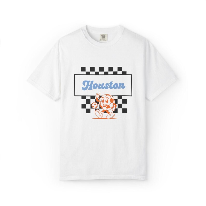 Houston Dash Soccer T-Shirt: Retro Checkerboard Comfort Colors Tee immagine 2