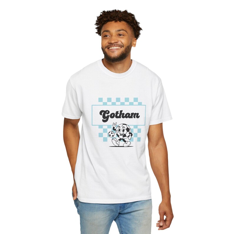 Comfort Colors Gotham FC T-Shirt – Retro Checkerboard Soccer Fan Tee image 4