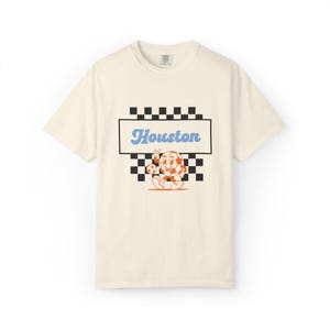 Houston Dash Soccer T-Shirt: Retro Checkerboard Comfort Colors Tee immagine 1