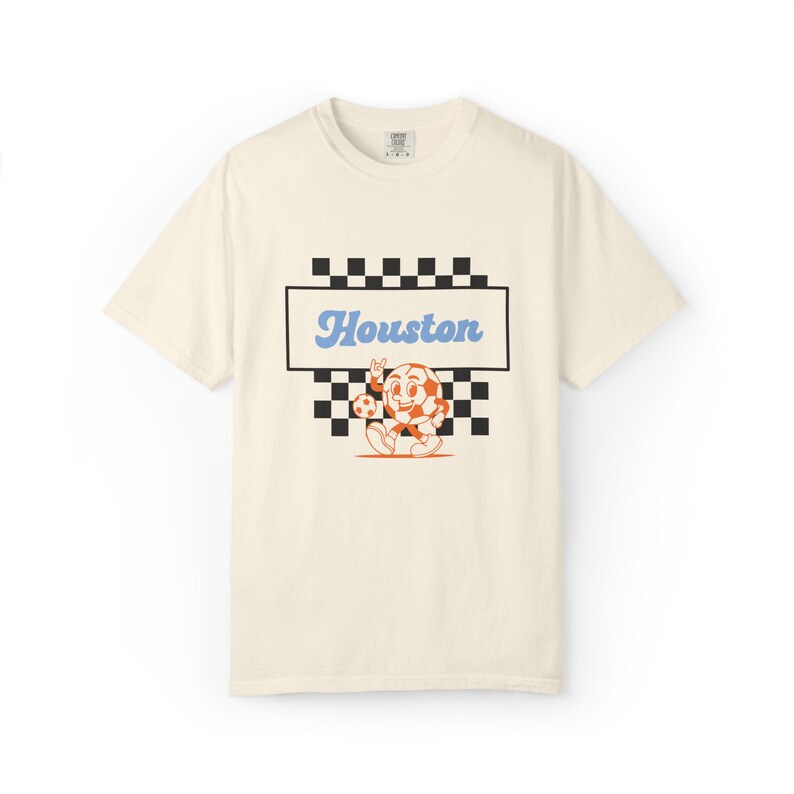 Houston Dash Soccer T-Shirt: Retro Checkerboard Comfort Colors Tee immagine 1