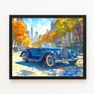 Nostalgic Autumn Drive - Vintage Car City Scene Jigsaw Puzzle (120 / 252 / 500 pieces)