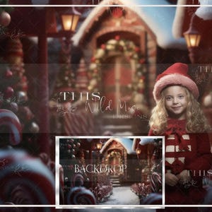 Elf Village digital background, Whimsical Christmas backdrop, Christmas, Holiday Lights, Vibrant Christmas, Festive North Pole composite