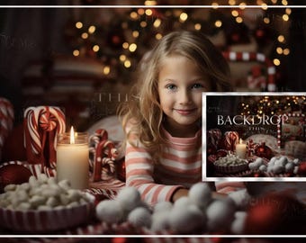 Holiday Treats Digital background, Christmas digital backdrop, Festive, Christmas, Holiday Hot Chocolate, Holiday portrait digital backdrop