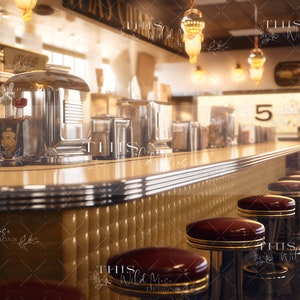 Interior Retro Diner Bar Stools Retro Diner, Vintage Chrome