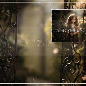 Secret Garden digital backdrop, Summer, Flower Garden digital background, wrought iron fence, garden, summer composite, fireflies