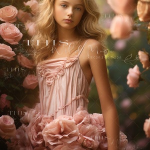 Rose Garden Digital backdrop, pink roses, flower garden, garden path digital background, rose garden path digital, summer roses digital
