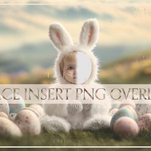 Newborn Digital Background Photography, Easter Bunny Newborn Digital Backdrop Composite, Newborn Face Inset, Spring Floral Field Backdrop