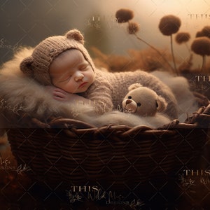 Fall Newborn Digital Background, newborn, fall, autumn, fall foliage, Newborn Composite Digital Backdrop, newborn basket, bokeh background