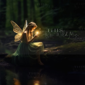 2 Fairy Magic Forest digital backdrops, (1 with fairy wings & 1 without), magical forest, fairy backdrop, fairy, fae forest, fairy wings,