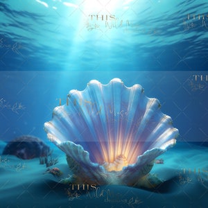 Meerjungfrau digitale Kulissen, 2 Meerjungfrau Muschel unter dem Meer digitale Hintergründe, Photoshop Verbundstoff, Meerjungfrau, Ozean, Muschel,