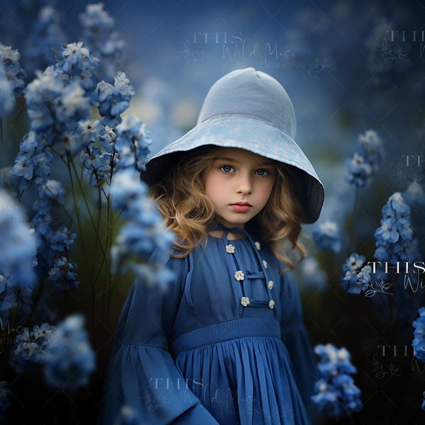 Blue spring blooms digital background, blue flowers, flowers, spring flowers, digital background for composite images, photoshop composite