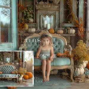 Fondo digital de sofá de otoño al aire libre, otoño, otoño, calabazas, hojas de otoño, telón de fondo digital de otoño al aire libre, sofá de terciopelo, sofá, rústico