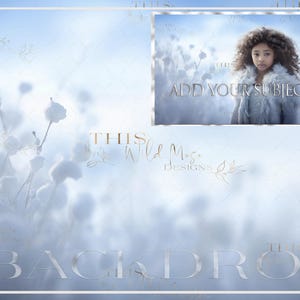 Winter digital backdrop, frosted winter portrait, winter portrait, snowy field, snow, winter, frosted field, portrait digital background