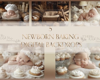 Newborn digital backgrounds, newborn bakery, sweet treats backgrounds, bakery, newborn composite, creative composite backdrops, photoshop