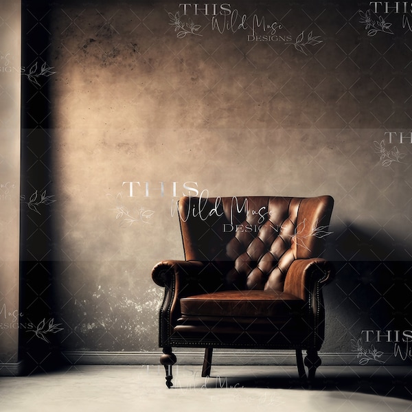 Leather armchair digital backdrop, Vintage Leather Armchair Grunge Textured Studio Digital backdrop, texture background, vintage leather