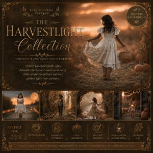 Fall Harvest Digital Backgrounds, Pumpkin Patch Child Teen Portraits (Digital Download)