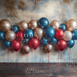 Patriotic digital backdrops, 4th of July digital backgrounds, Modern 4th of July, Balloon backdrop, Studio digital background, balloons