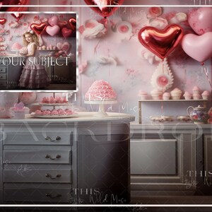 Valentines digital backdrop, hearts, Candy store digital background, Candy Shop digital background, sweets shop background, Valentines Day