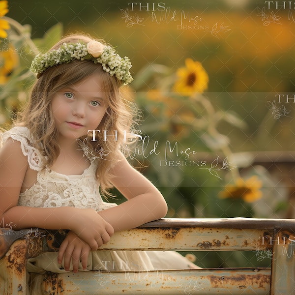 sunflower field digital backdrop, rusted fence, sunflowers, summer digital backdrop, summer digital backdrop, flower field digital, flowers