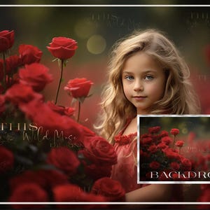 Rose Garden Digital Background, textured background, portrait photography, red roses, rose bushes, summer garden digital backdrop, composite