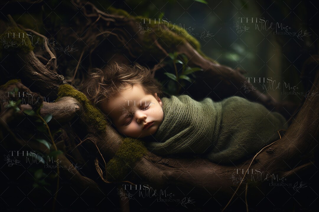 Newborn Digital Backdrop, Neverland Newborn Digital Background, Foliage ...