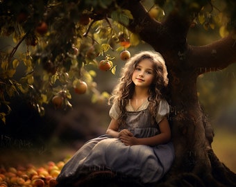 Apple Orchard Digital Background, Summer Portrait, Bokeh (Digital Download)