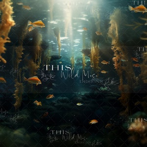 Mermaid digital background, Under the sea digital backdrop, Ocean cave, underwater cove digital background, mermaid, sea cave digital