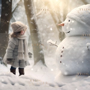 Frosty digital background, Snow, Winter digital background, Snowman magic, Snowy winter, Winter, Creative composite backdrop