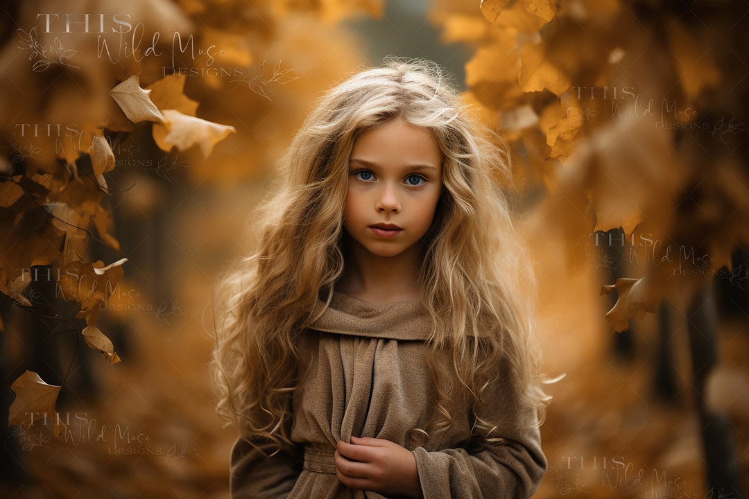 Fall Digital Backdrop, Fall Bokeh, Autumn Leaves, Fall Path Digital ...
