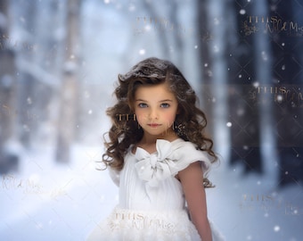 Snowy Winter Portrait Digital backdrop, Snow path, Snow, Winter, Portrait Photography, Digital backdrop for portraits, Winter digital