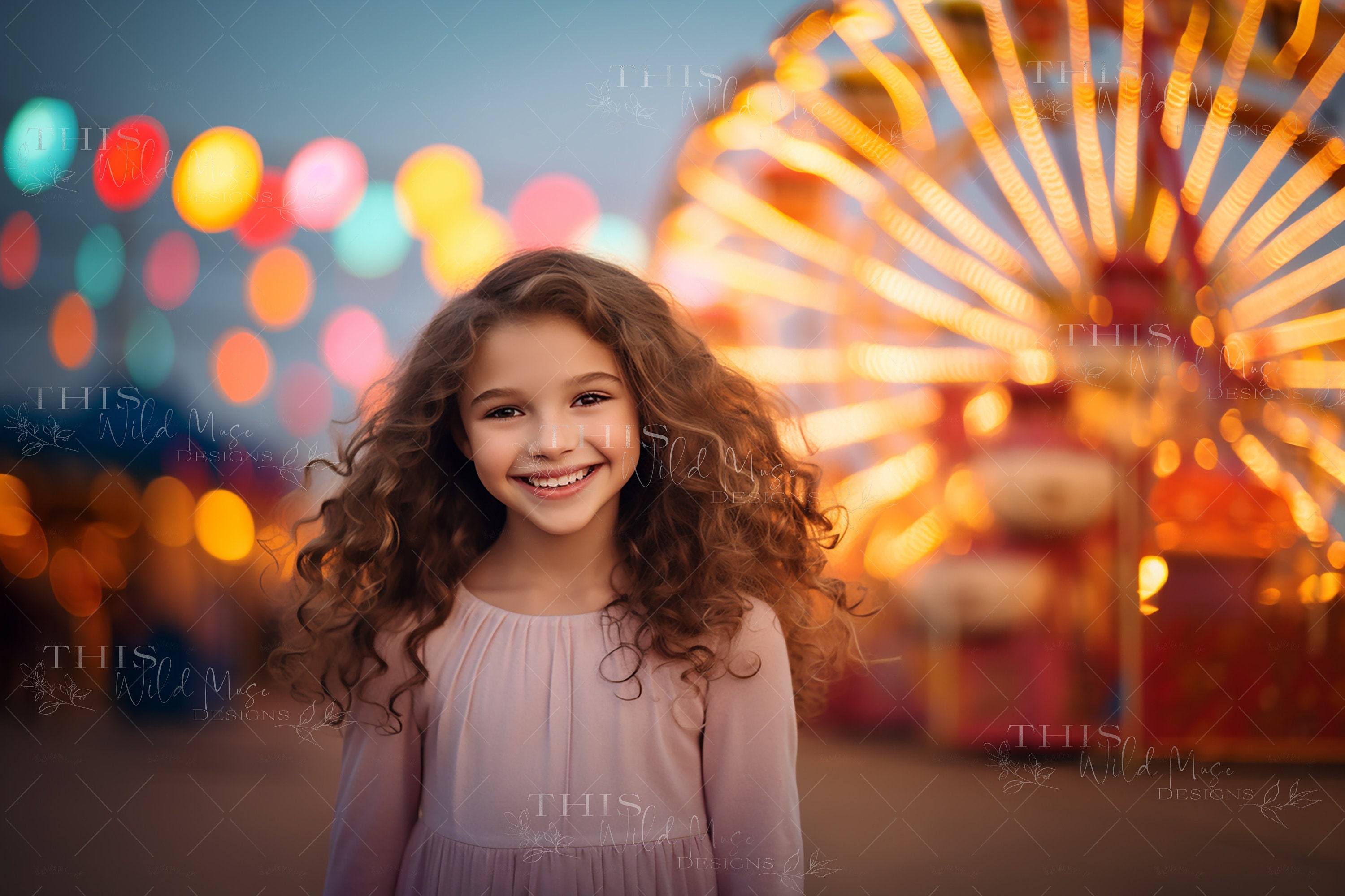 Summer Carnival digital backdrop, carnival digital backdrop, ferris wheel, vibrant summer nights fair digital, summer, carnival lights