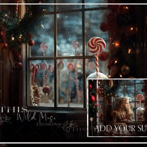 Peppermint Candy Weihnachten Fenster Digitaler Hintergrund, Weihnachten digitaler Hintergrund, Weihnachtsbeleuchtung, Pfefferminz Weihnachten, Feiertagslichter