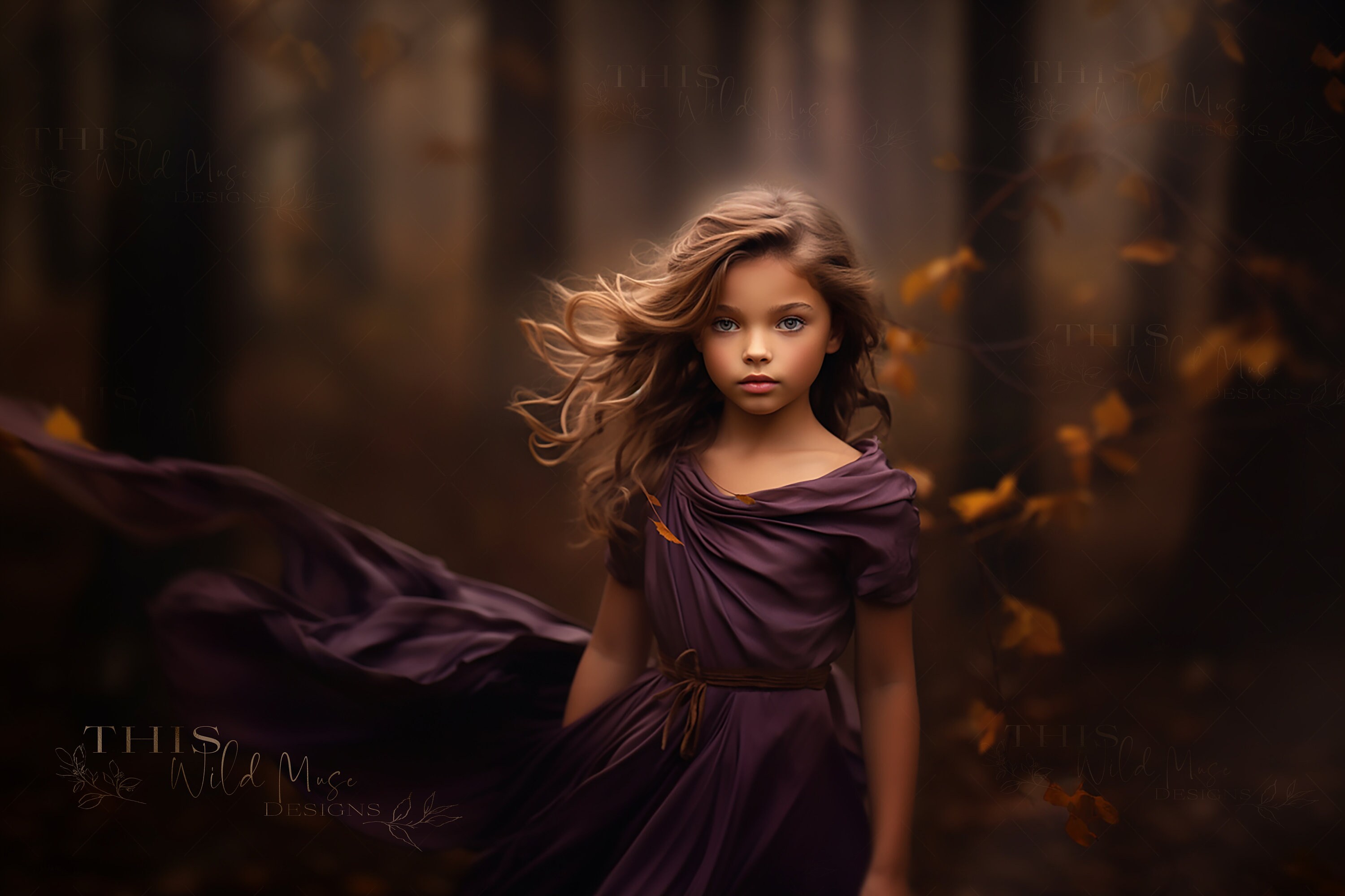 Autumn Winds Portrait Digital Backdrop, Autumn Background, Fall ...