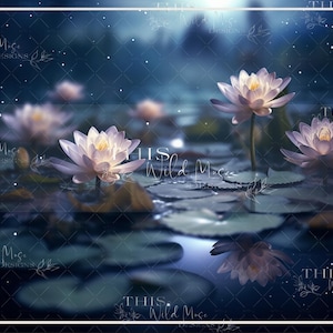 Fairy Moonlit pond digital backdrop, Fairy, whimsical digital background, fairy pond digital backdrop, fairytale composite, fairy composite