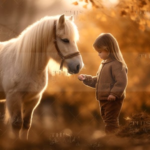Fall Pony Digital Background, autumn digital backdrop, fall, farmland, horse, fall farm animal digital backdrop, autumn farm composite