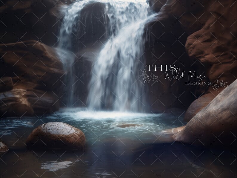Waterfall Cove Digital Background Waterfall Private Cove - Etsy