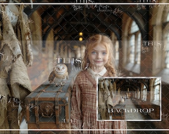Magic Wizard School Hallway Digital Backdrop (JPEG)