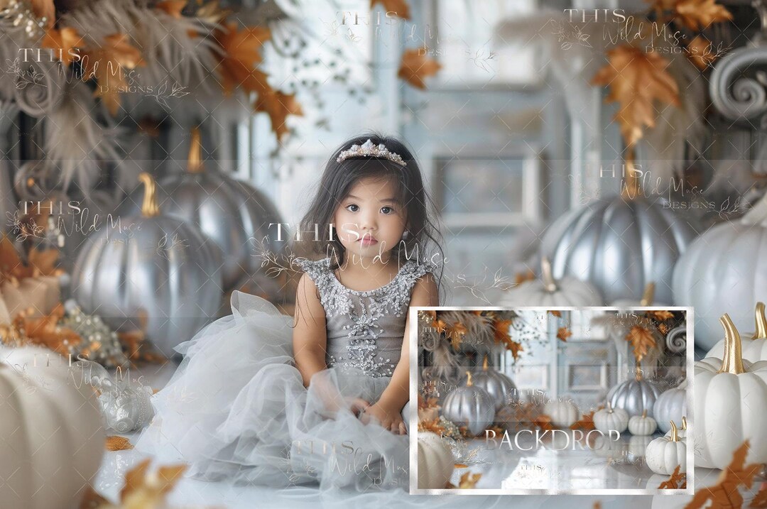 Studio Fall Background Elegant Fall Studio Digital Backdrop, Fall Studio, White Pumpkins ...