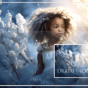 Snowy Winter Portrait Digital backdrop, Snowy field, Snow, Winter, Portrait Photography, Digital backdrop for portraits, Winter digital
