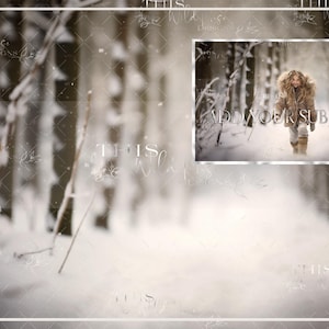 Snow Path Scene Digital background, Winter, Snow, Snow covered trees, snow path, winter digital backdrop, snowy digital background,