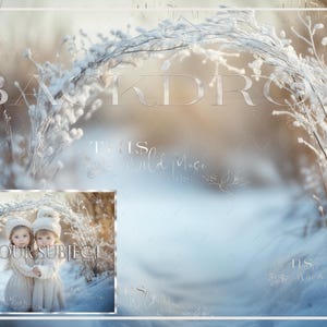 soft winter blues digital backdrop, snow path, winter composite, creative winter composite, portrait photography, photoshop composite
