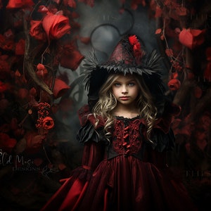 Twisted Rose Garden Digitale achtergrond, halloween achtergrond, rozen, rode rozen, halloween rozen, heks achtergrond, halloween composiet digitaal