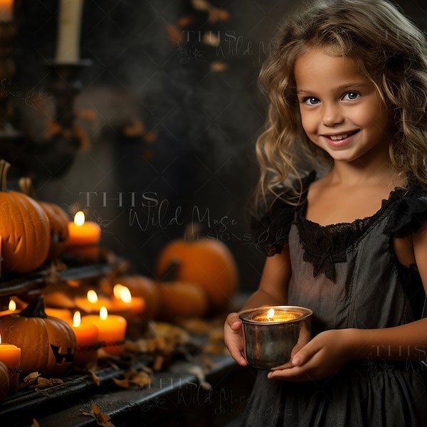 Happy Halloween digital backdrop, halloween, candles, pumpkins, rustic halloween digital backdrop, halloween composite background