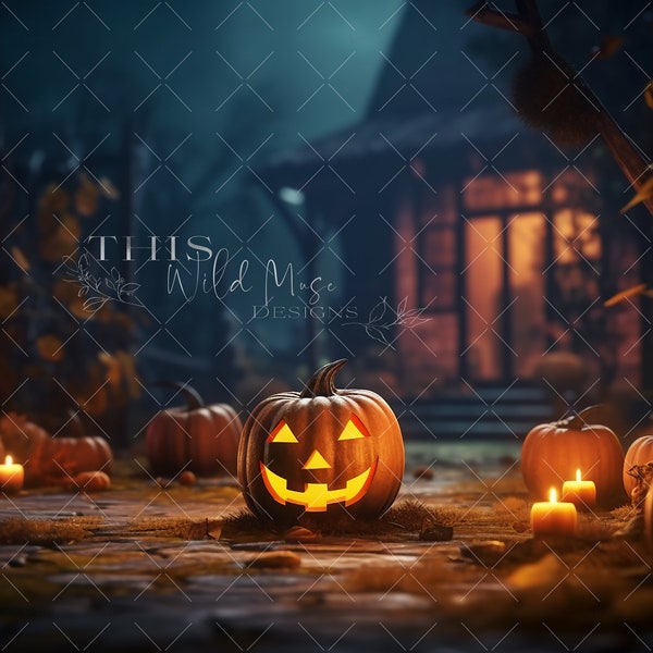 Halloween Greetings Digital Background, Carved Pumpkins, Halloween, Photoshop Composite Digital Background, Creative Composite Imagery