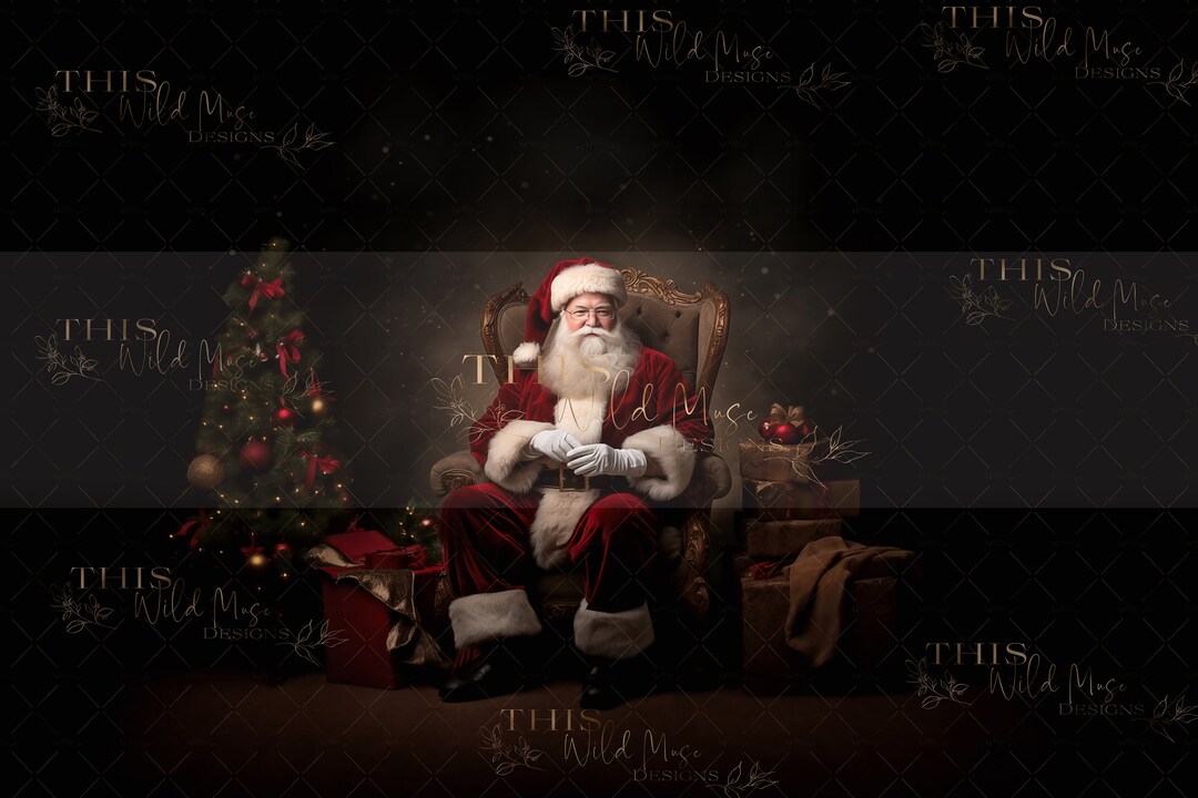 Santa Claus Digital Backdrop, Santa, Vintage Santa, Santa Chair Digital