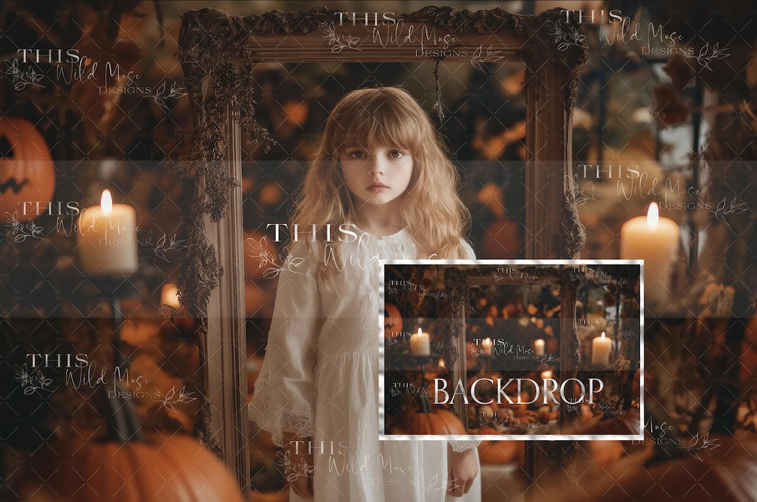 Autumn Studio Digital Backdrop, Antique Frame, Fall Portrait Studio ...