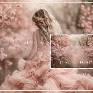 Fine Art Cherry Blossom digital backdrop, fine art composite, pink blossoms, spring digital background, creative composite imagery, portrait